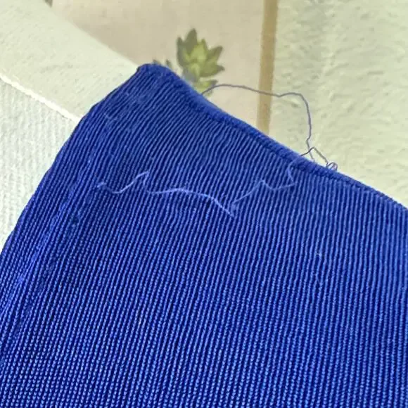 Vintage 80s 90s Blue Slinky Stretch Long Vest Dark Fairy Whimsigoth Witchy L - Picture 9 of 9